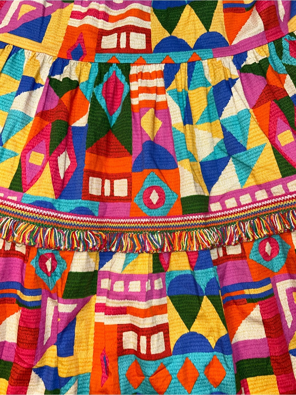 NWT ΑΝΤΟΝΙΟ MELANI Giuliana Geometric Fringe Hem Cotton A- Line Skirt and Top - Picture 8 of 8